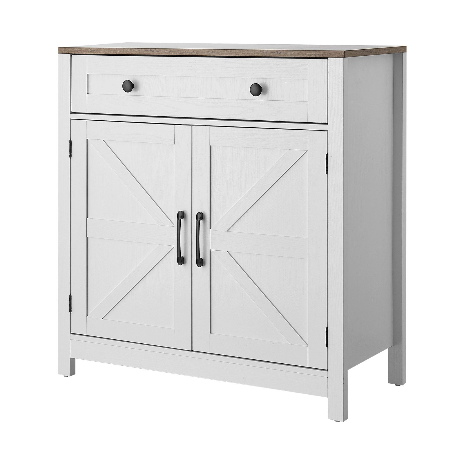 VEVOR Sideboard Küchenschrank mit Schubladen, Buffetschrank Landhaus-Stil für Wohnzimmer Eingangsbereich Küche, Aufbewahrungsschrank 75 x 37,5 x 80 cm Küchenbuffet Buffetschrank Weiß + Braun