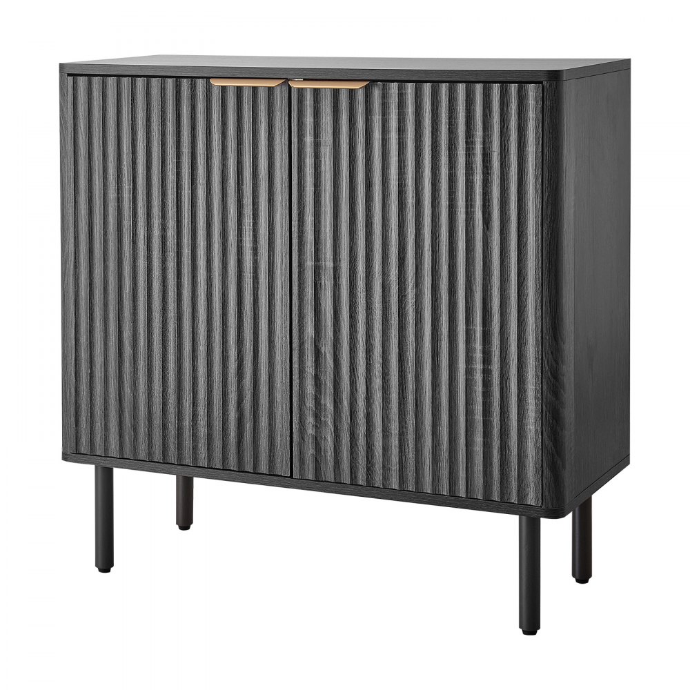 VEVOR Sideboard Küchenschrank mit 2 Ablageflächen, Buffetschrank im mittelalterlichen Stil für Wohnzimmer Eingangsbereich Küche, Aufbewahrungsschrank 80 x 37,5 x 80 cm Küchenbuffet Schwarz