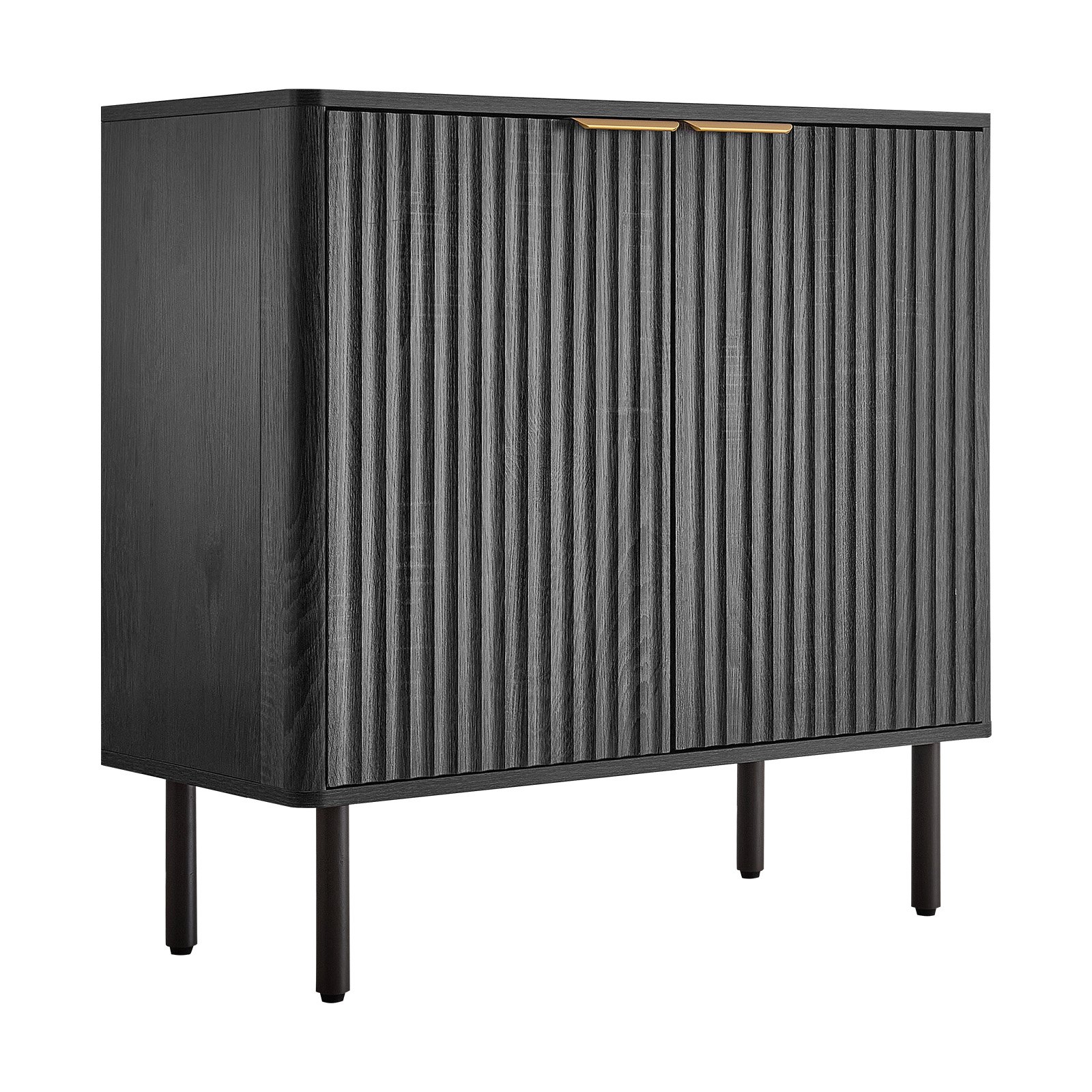 VEVOR Sideboard Küchenschrank mit 2 Ablageflächen, Buffetschrank im mittelalterlichen Stil für Wohnzimmer Eingangsbereich Küche, Aufbewahrungsschrank 80 x 37,5 x 80 cm Küchenbuffet Schwarz