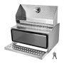 VEVOR Sattel-Trittkasten, 760x750x400 mm, Werkzeugkasten aus Alu, Aufbewahrungsbox für Einstiegsstufe der Fahrerkabine mit T-Griff, Schloss & Schlüsseln für Pritschenwagen, Kräne & Sattelschlepper