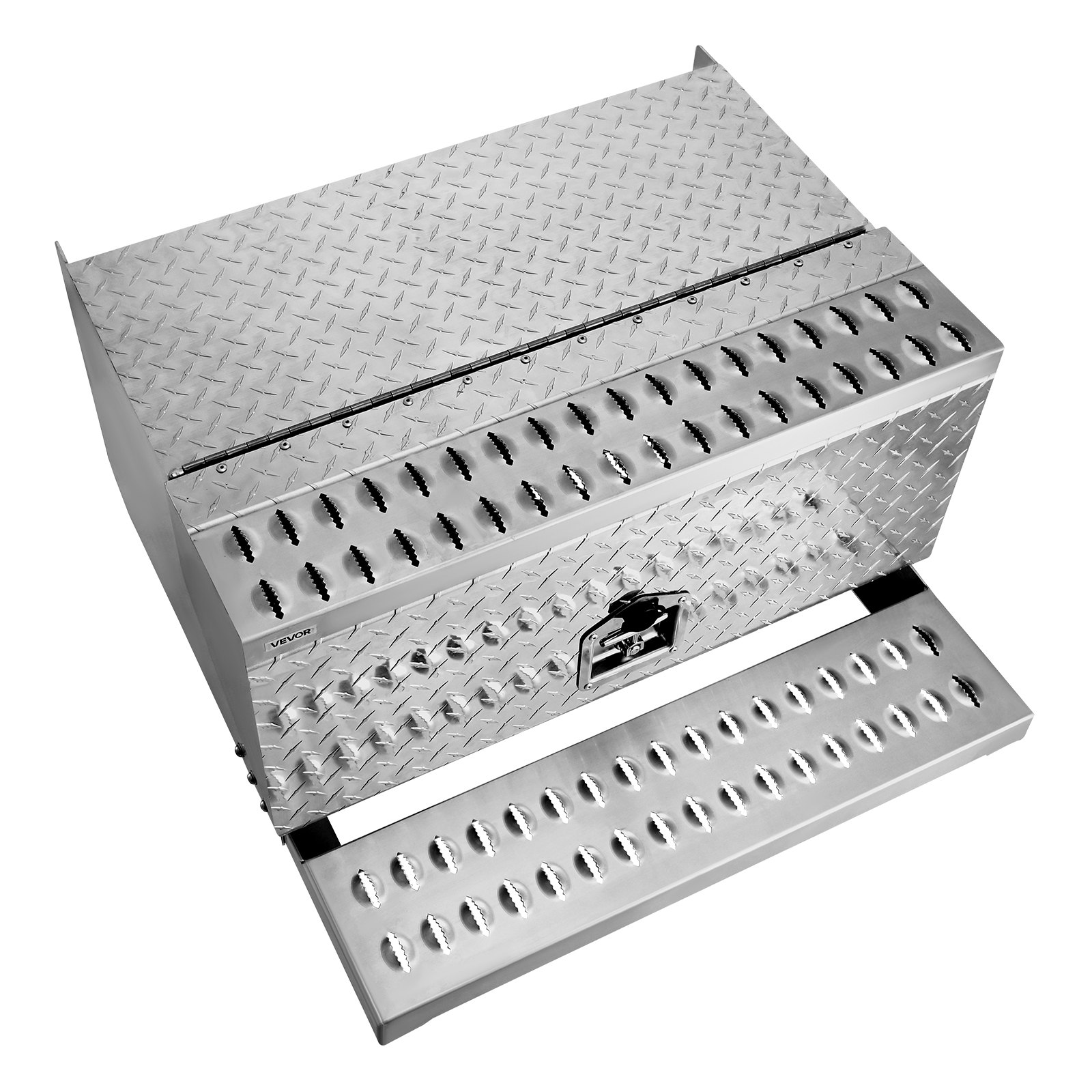 VEVOR Sattel-Trittkasten, 760x750x400 mm, Werkzeugkasten aus Alu, Aufbewahrungsbox für Einstiegsstufe der Fahrerkabine mit T-Griff, Schloss & Schlüsseln für Pritschenwagen, Kräne & Sattelschlepper