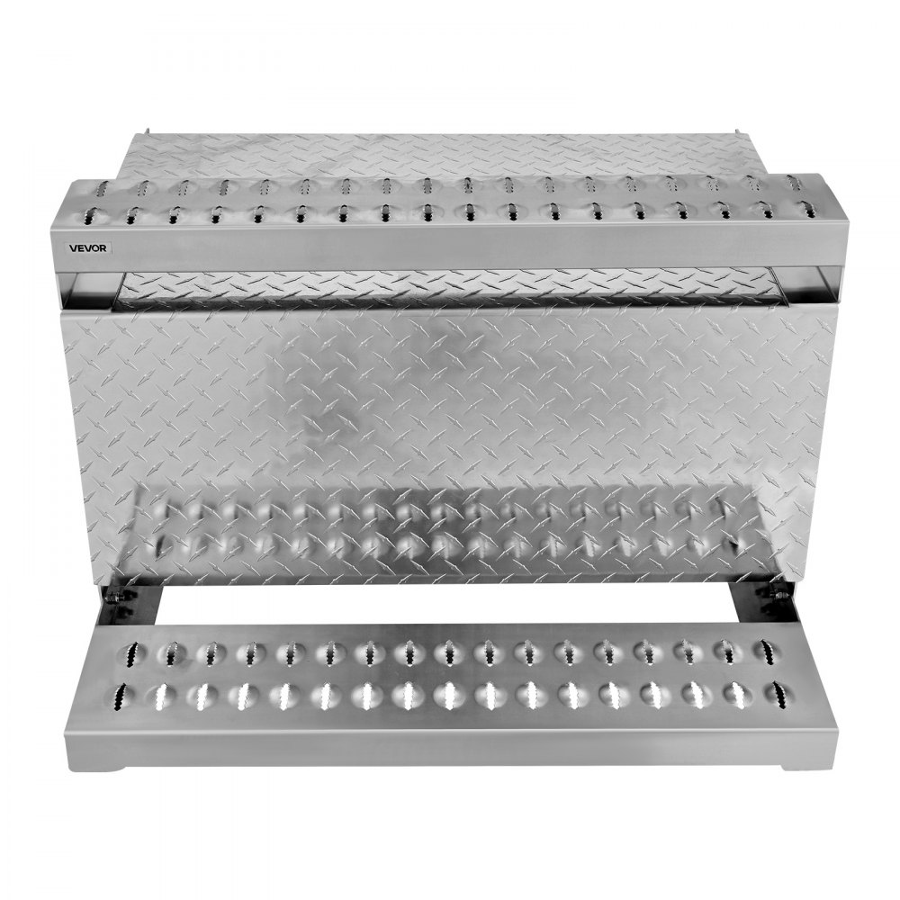 VEVOR Semi-Truck Step Tool Box, 790 x 770 x 485 mm Heavy Duty Aluminum Diamond Plate Toolbox, Waterproof Cab Entry Step Storage Box with Shock-Absorbing Latch for Flatbed, Crane, and Semi Trucks