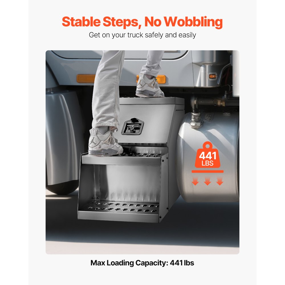 VEVOR Sattel-Trittkasten, 457x695x645 mm, Werkzeugkasten zur Seitenmontage, Sattel-Trittbrett-Seitenaufbewahrungskasten mit T-Griff, Schloss & Schlüsseln für Sattelschlepper, Pritschenanhänger