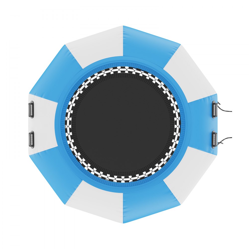 VEVOR Inflatable Water Trampoline with Ladder, Waterproof, Abrasion-Resistant, 1.98 m Jumping Surface, Jumping Platform Water Park Pool Trampoline, Blue + White, 185 kg Weight Capacity