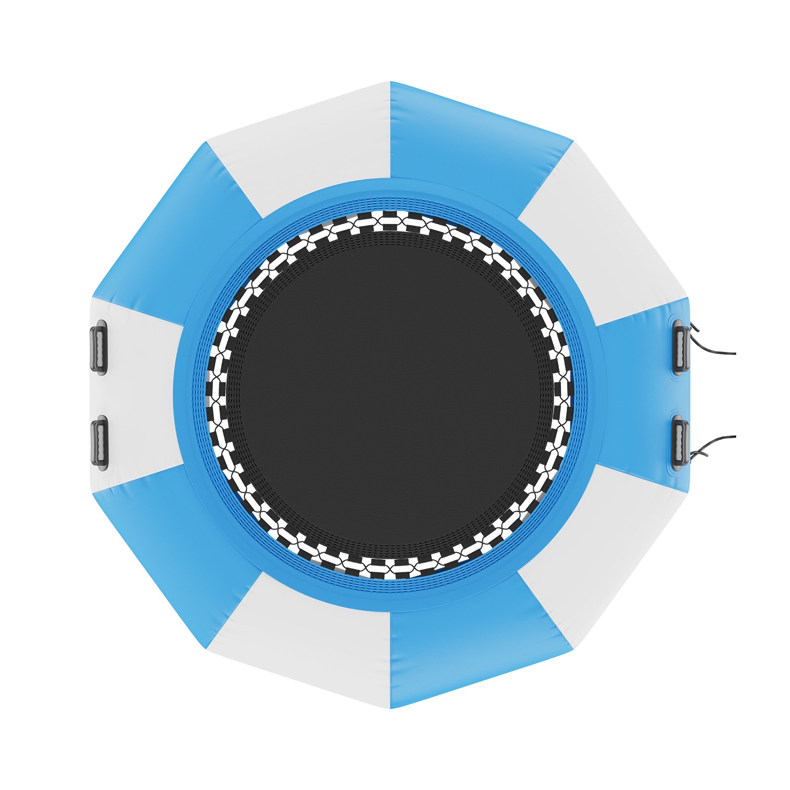 VEVOR Aufblasbarer Wassertrampolin mit Leiter, Wasserdichte, Abriebfeste, Wassertrampoline 1,98 m Großen Sprungfläche, Sprungplattform-Wasserpark Pool Trampolin, Blau + Weiß 185 kg Tragfähigkeit