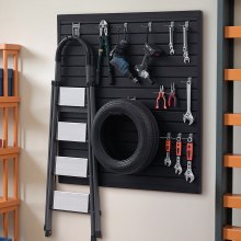 VEVOR Werkzeugwand 1230x1235x20 mm, PVC-Garagen-Lamellenwand, 136 kg pro Platte, schwarzer Wandorganizer, Lamellenwandpaneel mit Kupplungsstruktur & DIY-Zuschnitt, geeignet für Lagerung & Präsentation