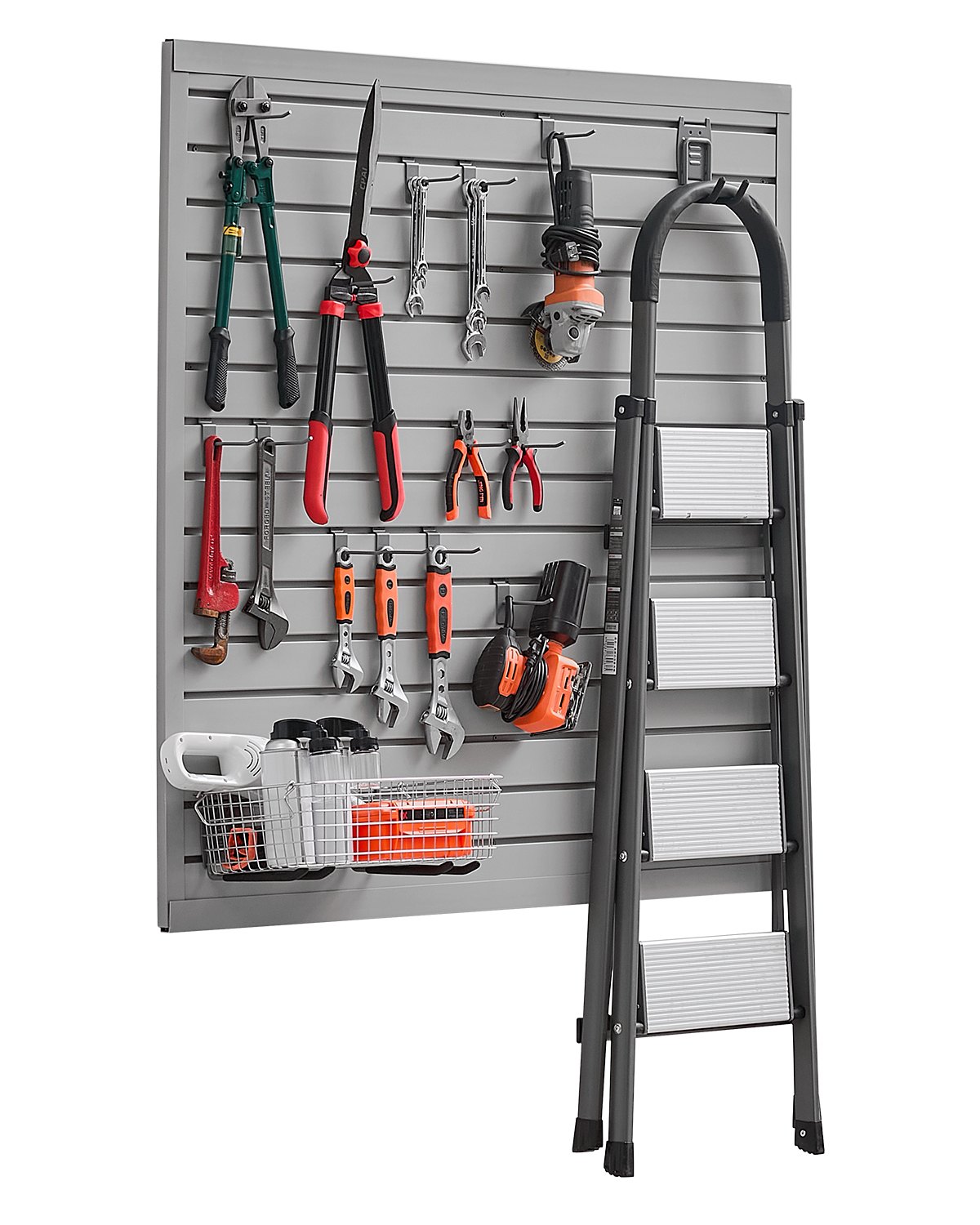 VEVOR Werkzeugwand 1230x1235x20mm, PVC-Garagen-Lamellenwand, grauer Wand-Organizer 136 kg pro Platte, Lamellenwandpaneel mit Kupplungsstruktur & DIY-Zuschnitt, geeignet für Lagerung & Präsentation