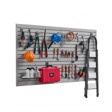 VEVOR Werkzeugwand 1225x2450x20mm PVC Garage Lamellenwand mit Zubehör 136kg Grau