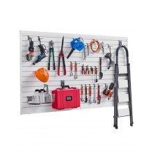 VEVOR Werkzeugwand 1225x2450x20mm PVC weiß Garage Lamellenwand mit Zubehör 136kg