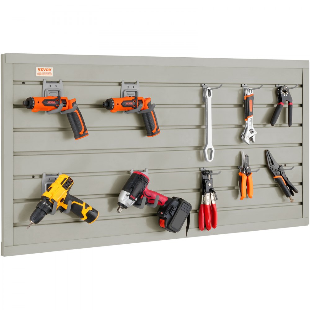 VEVOR 2er-Set Wandpanel Werkzeugwand 129,1x 69,1cm Wandpaneel WPC Werkzeughalter Organizer, Lamellenwand Slatwall Stecktafel Pegboard Wandhalterung Ideal für Werkstatt Lager Keller Werkbank Garage