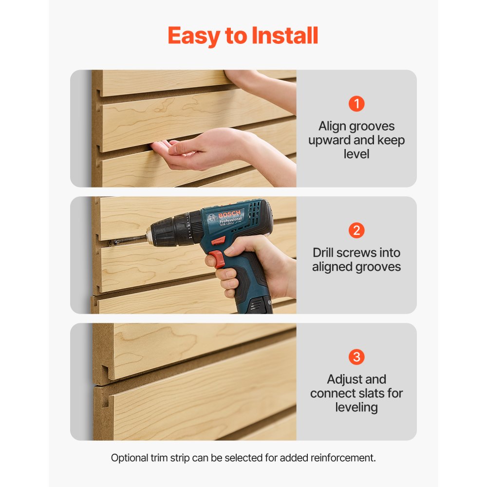 VEVOR Werkzeugwand 1220x1220x18mm, MDF-Garagen-Lamellenwand mit modularem Design, Wandhalter, 11,3 kg Lamellenwandpaneel mit Kupplungsstruktur & DIY-Zuschnitt, geeignet für Lagerung & Präsentation