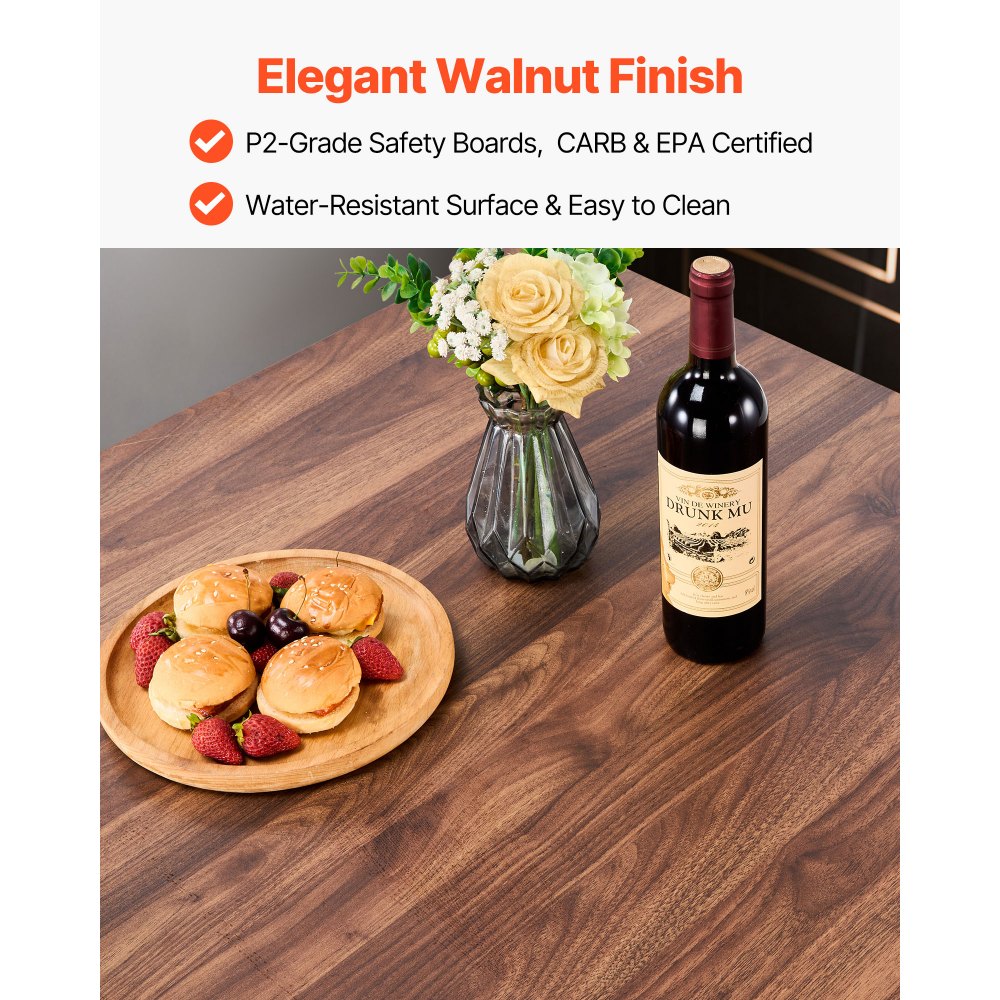 VEVOR Bartisch-Set (5-tlg.) mit 4 Barstühlen & abgerundeten Kanten, quadratischer Kneipentisch Stehtisch (90 x 90 x 91 cm), Bistrotisch Esstisch, geeignet für Büro Minibar Wohnzimmer Esszimmer