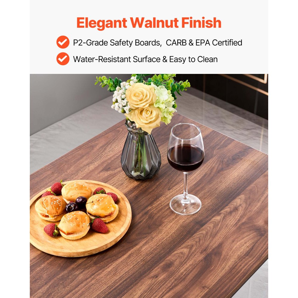 VEVOR Bartisch-Set (5-tlg.) mit 4 Barstühlen & abgerundeten Kanten, rechteckiger Kneipentisch Stehtisch (1200 x 600 x 915 mm), Bistrotisch Esstisch, geeignet für Büro Minibar Esszimmer Wohnzimmer