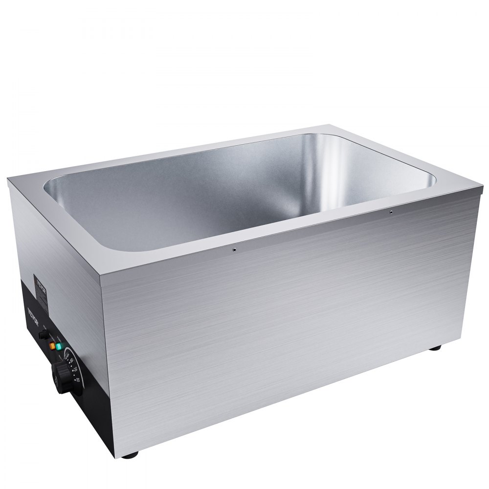 VEVOR Edelstahl Buffetwärmer Speisewärmer 1200 W, 1 x 26,4 L Buffetbehälter, 555 x 355 x 260 mm Wärmebehälter, inkl. Schöpfkellen mit langem Griff & Trockenbrennanzeige, für Kantine, Café usw.
