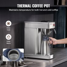 VEVOR Kommerzielle Filterkaffeemaschine 12 Tassen mit Thermoskanne Büro Café