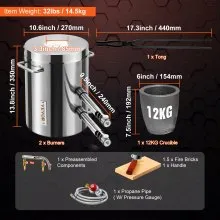 VEVOR 12kg Propan Schmelzofen Kit Schmelzofen Doppelbrenner 1482℃ Gasofen