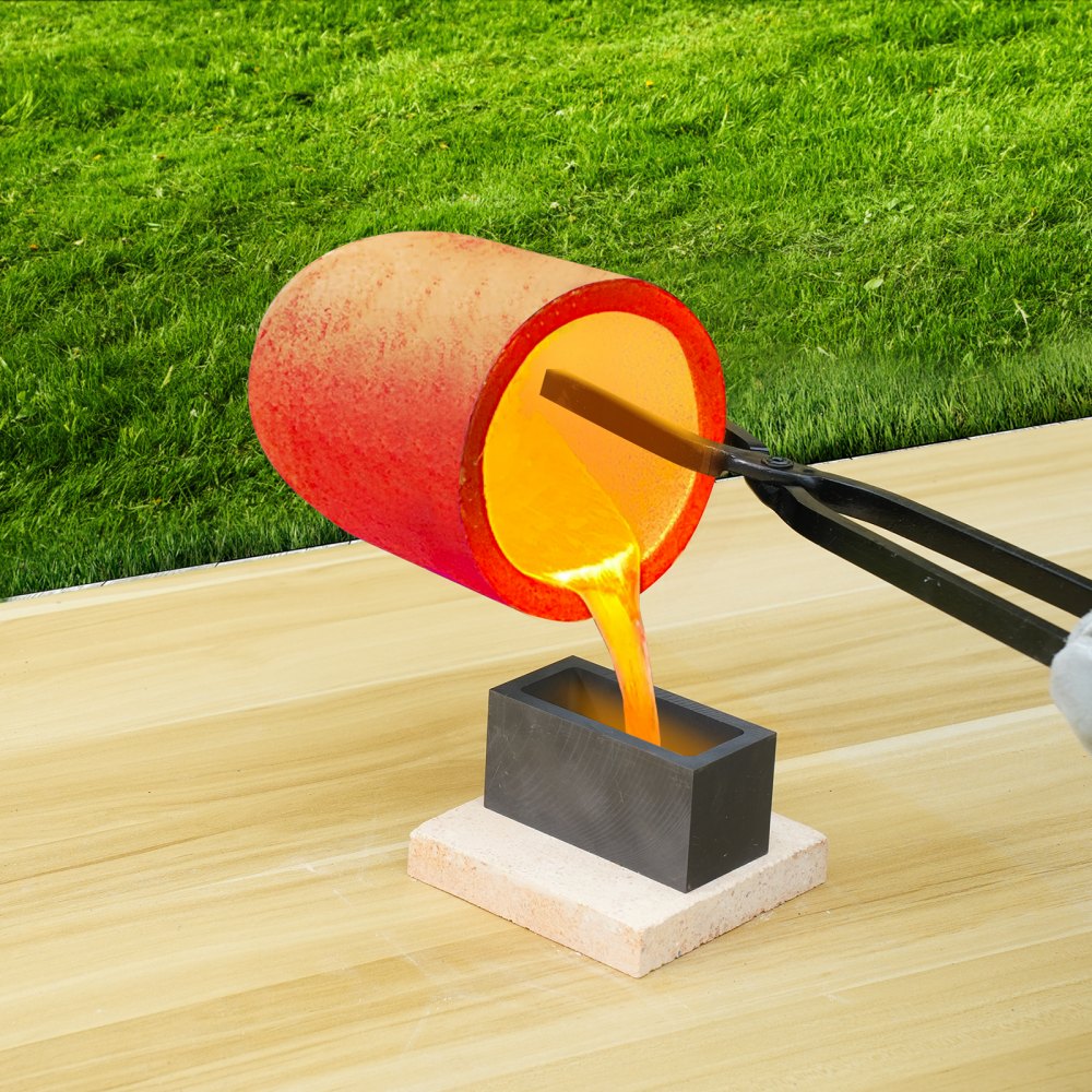 VEVOR Propan Schmelzofen Set 16 kg Gas Metall-Schmelzofen-Set, Doppelbrenner Gießerei Heimofen mit Tiegeln & Zangen, Schmelzgusswerkzeug für Gold Silber Kupfer Aluminium Metallrecycling