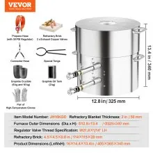 VEVOR Propan Schmelzofen Set 16kg Doppelbrenner Tiegelzange Metall Schmelzofen