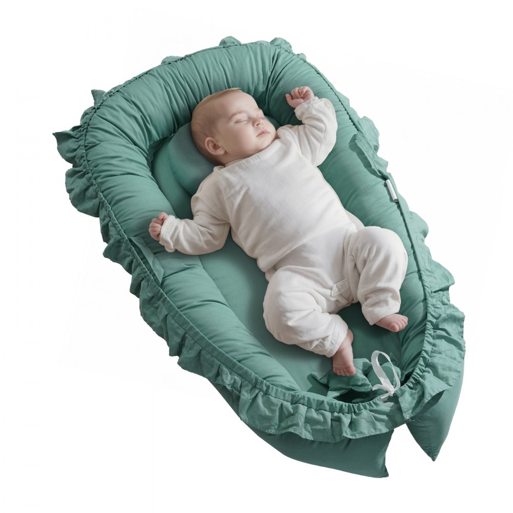 VEVOR Babynest, Kuschelnest, weiches Neugeborenennest aus 100 % Baumwolle mit U-förmiger Kopfstütze und doppelseitigem Bezug, Babynestchen, Reisebett mit Tragetasche für unterwegs, 800x460x140mm