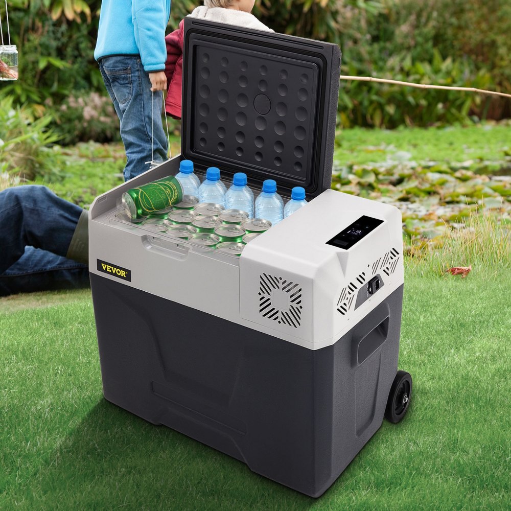 VEVOR 50L Autokühlschrank Kompressorkühlbox Edelstahl Urlaub Isolierbox Mini Kühlschrank Kühlbox Auto und Steckdose