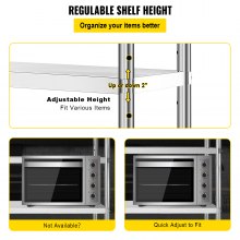 VEVOR Edelstahlregal Gastronomie 4 Böden Schwerlastregal Lagerregal 150kg küchenregale standregal 122 x 48 x 150 cm Standing Shelf Rack