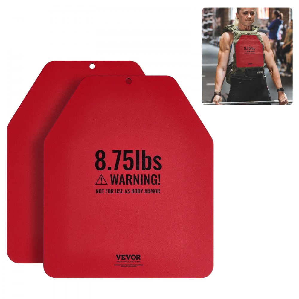 VEVOR Gewichtswestenplatten 3,97 kg x 2 Stk. Premium-Gewichtsplatten aus Stahl, konturierte ergonomische Passform – WODs, Zusatzgewicht für Gewichtswesten, Krafttraining Laufen Fitness Rot
