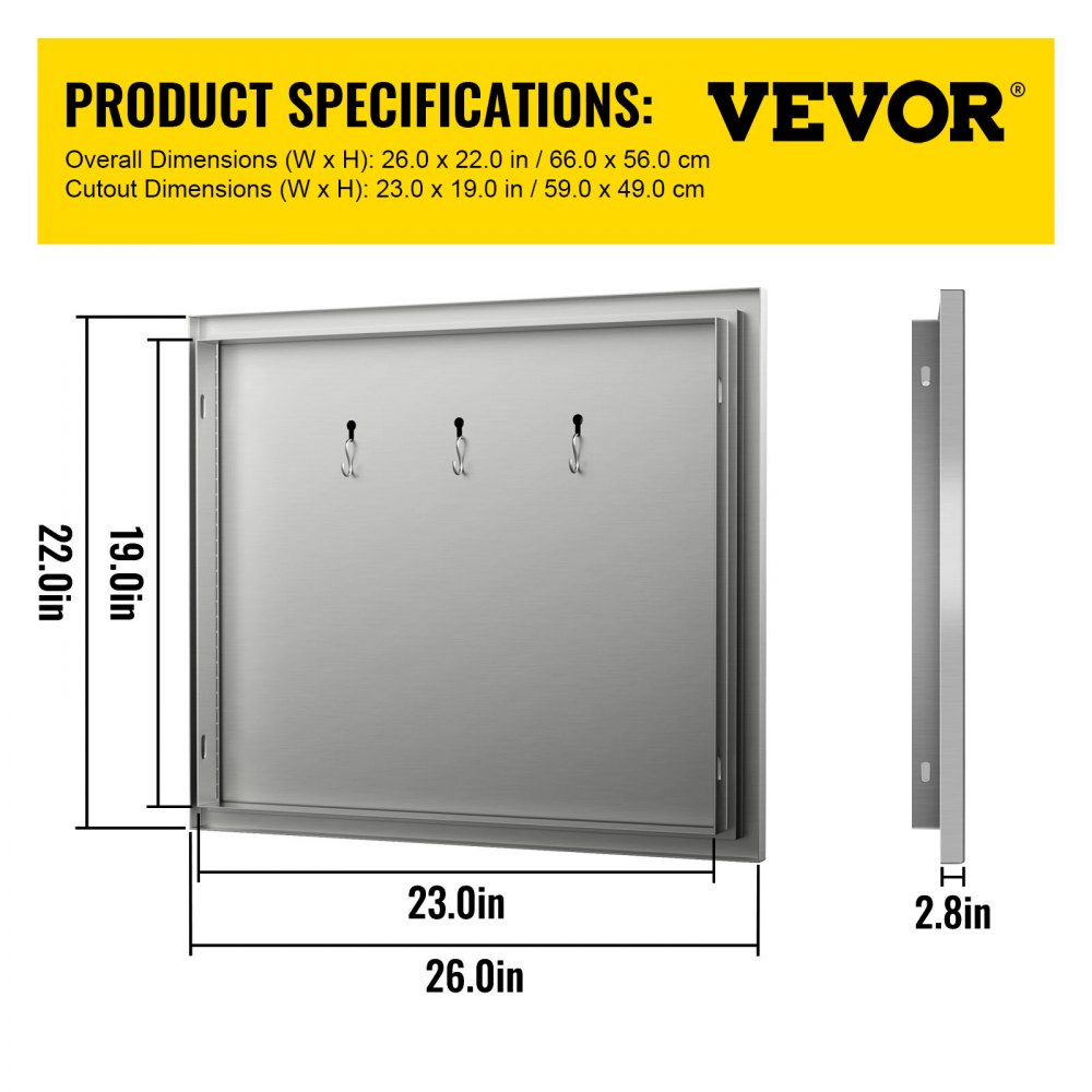 Vevor Kamintür 66 X 55,8cm Putztür Kühlschrank Edelstahl Einzeltür Küche
