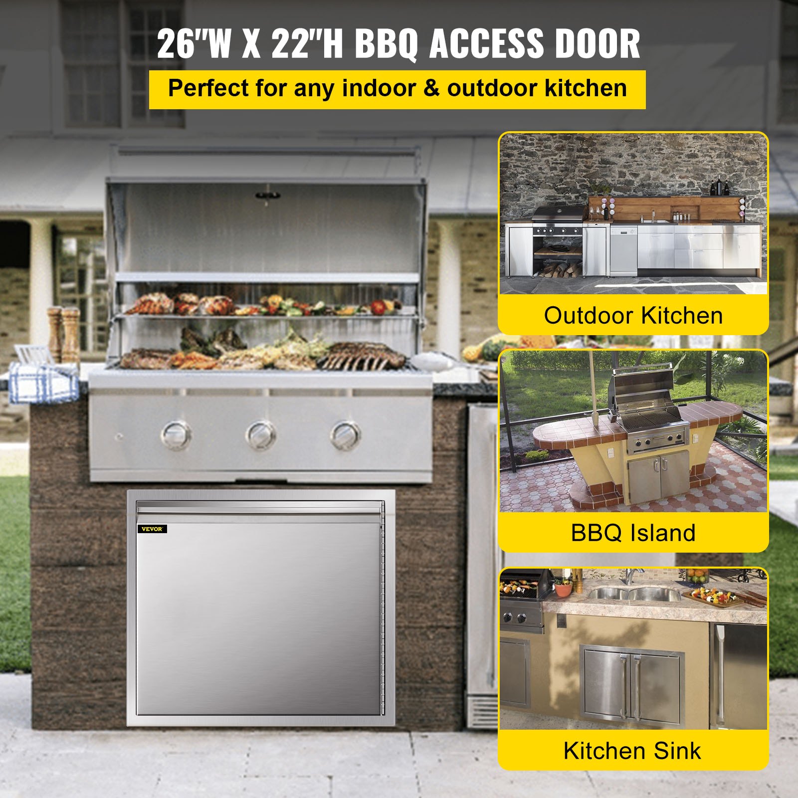 Vevor Kamintür 66 X 55,8cm Putztür Kühlschrank Edelstahl Einzeltür Küche