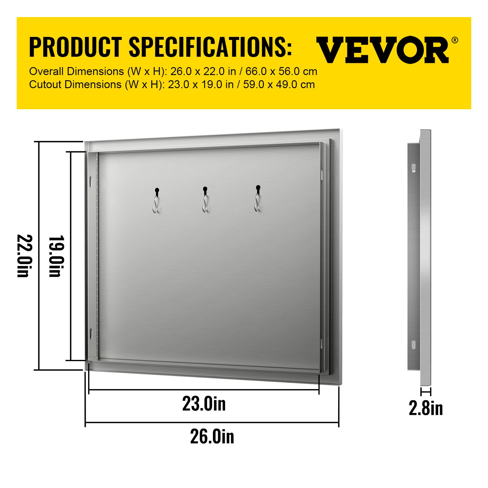 Vevor Kamintür 66 X 55,8cm Putztür Kühlschrank Edelstahl Einzeltür Küche