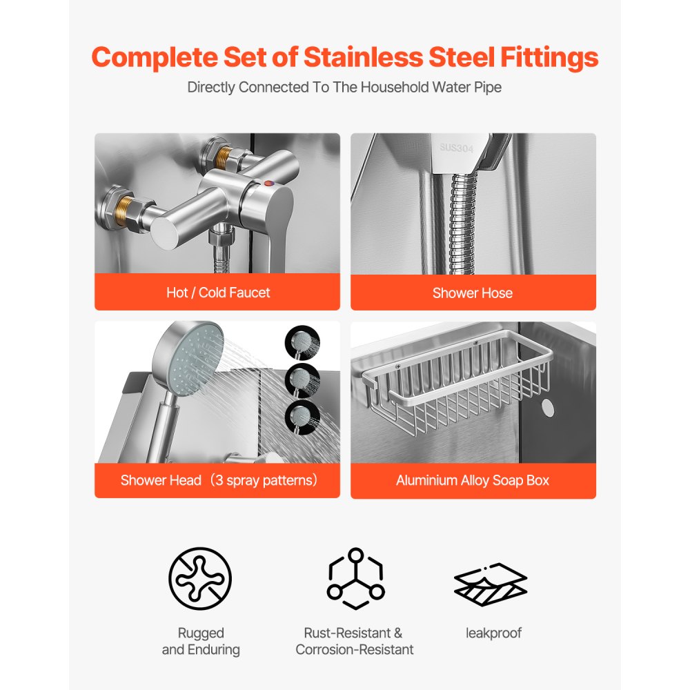 VEVOR Hundewaschstation aus Edelstahl, 870x490x1225mm Tierpflegewanne mit Wasserhahn, Duschkopf, Seifenhalter & Spielbällen, Hundebadewanne für mehrere Haustiere, Waschbecken für zu Hause