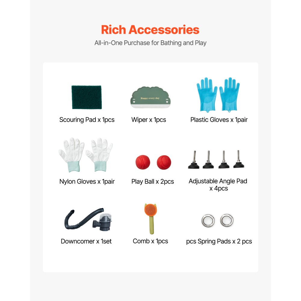 VEVOR Hundewaschstation aus Edelstahl, 870x490x1225mm Tierpflegewanne mit Wasserhahn, Duschkopf, Seifenhalter & Spielbällen, Hundebadewanne für mehrere Haustiere, Waschbecken für zu Hause