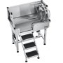 VEVOR Hundewaschstation aus Edelstahl, 870x488x1025 mm Tierpflegewanne mit Ablagetreppe, Wasserhahn, Duschkopf & Seifenhalter, Hundebadewanne, für mittelgroße & kleine Haustiere (linke Tür)