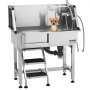 VEVOR Hundewaschstation aus Edelstahl, 870x488x1025 mm Tierpflegewanne mit Ablagetreppe, Wasserhahn, Duschkopf & Seifenhalter, Hundebadewanne, für mittelgroße & kleine Haustiere (linke Tür)
