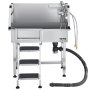 VEVOR Hundewaschstation aus Edelstahl, 870x488x1025 mm Tierpflegewanne mit Ablagetreppe, Wasserhahn, Duschkopf & Seifenhalter, Hundebadewanne, für mittelgroße & kleine Haustiere (linke Tür)
