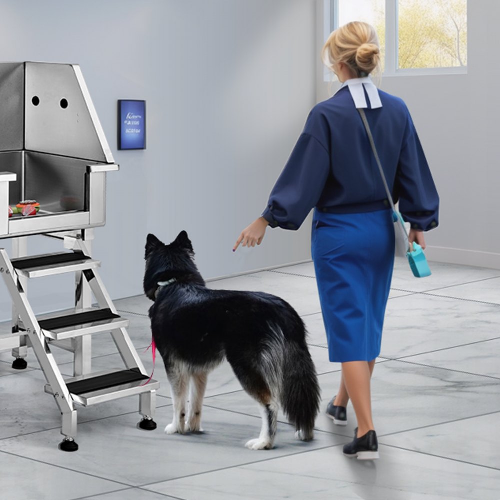 VEVOR Professionelle Hundepflegewanne 86cm Edelstahl Tierbadewanne Hundewaschstation max.100kg Hunden Pflege Dusche Hundewaschanlage Haustierpflegewanne mit linker Tür Hundedusche Waschwanne