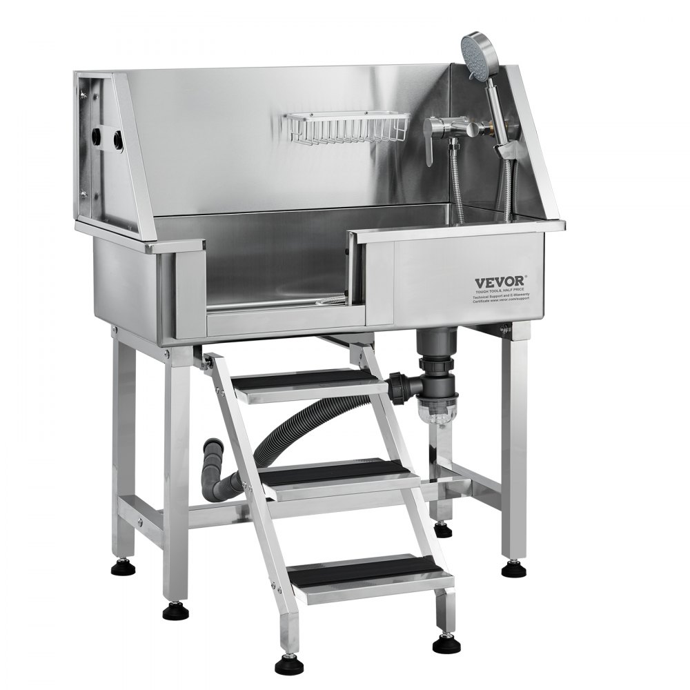VEVOR Professionelle Hundepflegewanne 863,6mm Edelstahl Tierbadewanne Hundewaschstation max.100kg Hunden Pflege Dusche Hundewaschanlage Haustierpflegewanne Hundedusche Waschwanne