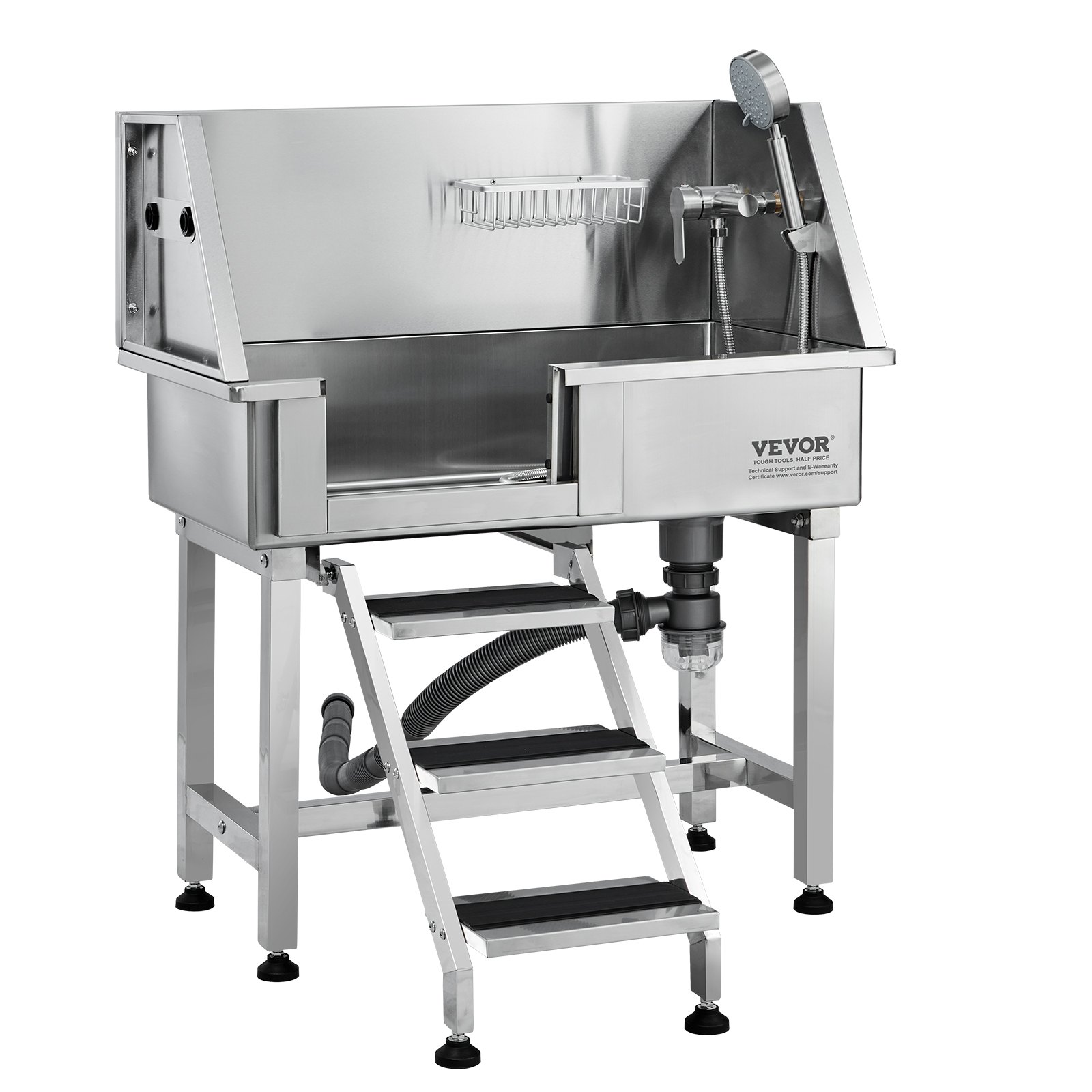 VEVOR Professionelle Hundepflegewanne 863,6mm Edelstahl Tierbadewanne Hundewaschstation max.100kg Hunden Pflege Dusche Hundewaschanlage Haustierpflegewanne Hundedusche Waschwanne