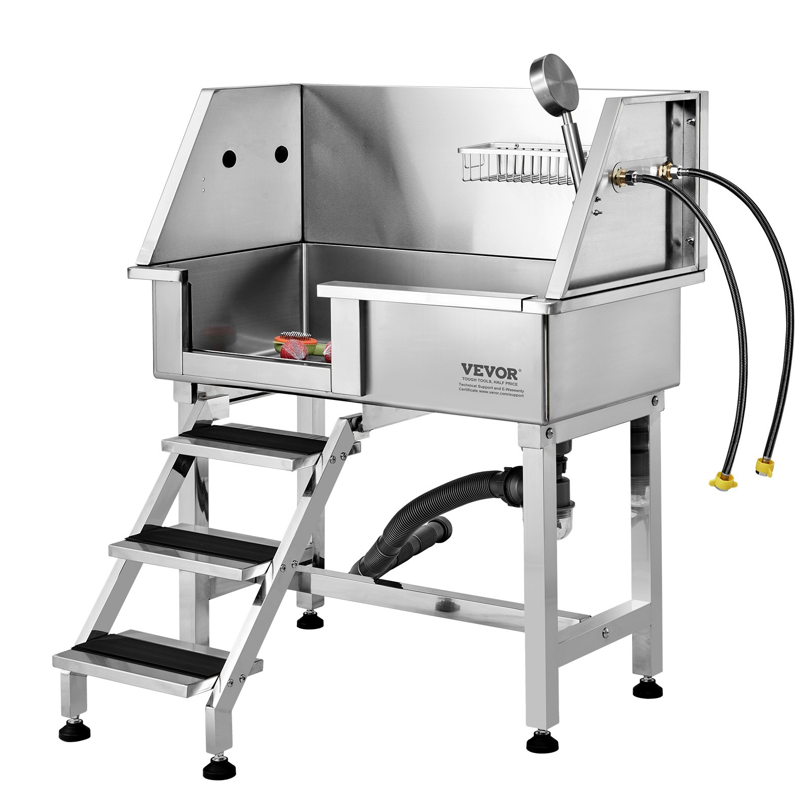 VEVOR Professionelle Hundepflegewanne 863,6mm Edelstahl Tierbadewanne Hundewaschstation max.100kg Hunden Pflege Dusche Hundewaschanlage Haustierpflegewanne Hundedusche Waschwanne