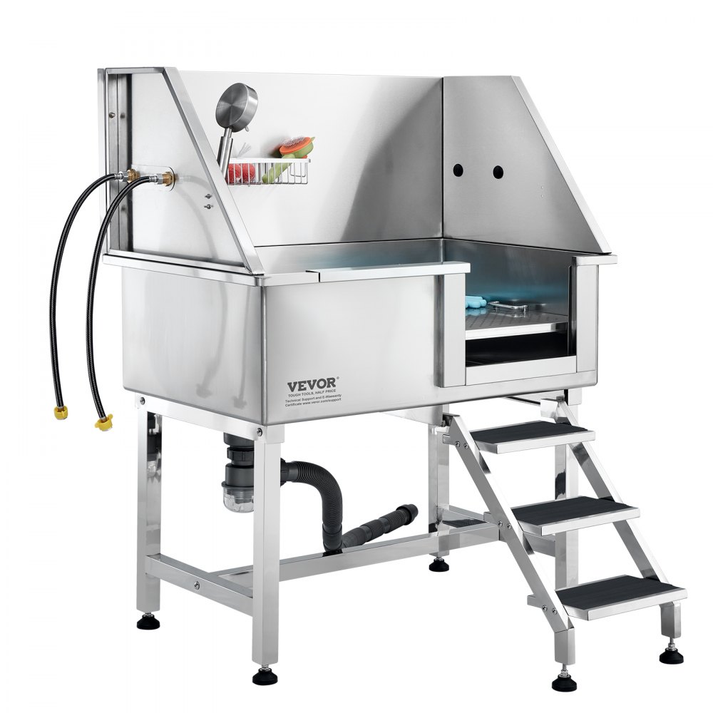 VEVOR Professionelle Hundepflegewanne 965,2 mm Edelstahl Tierbadewanne Hundewaschstation max.100kg Hunden Pflege Dusche Hundewaschanlage Haustierpflegewanne Hundedusche Waschwanne