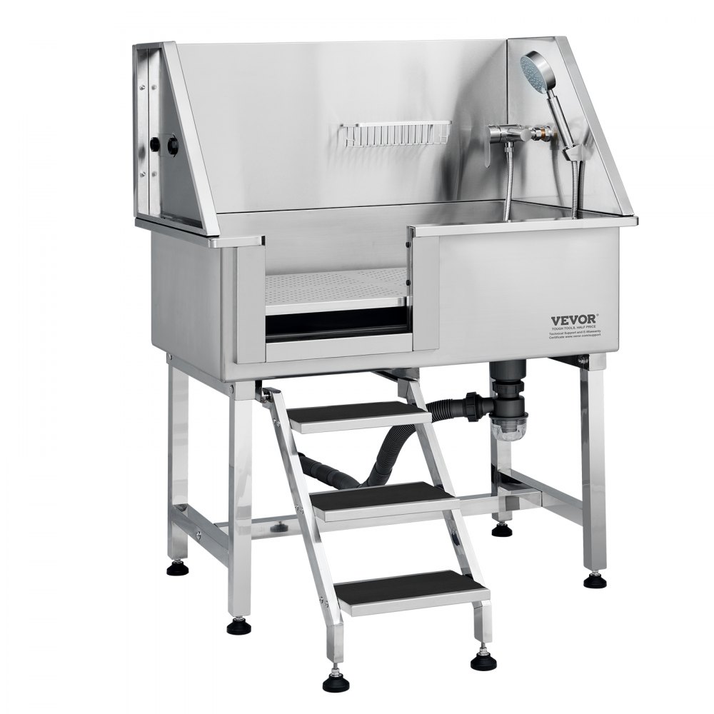 VEVOR Professionelle Hundepflegewanne 965,2mm Edelstahl Tierbadewanne Hundewaschstation max.100kg Hunden Pflege Dusche Hundewaschanlage Haustierpflegewanne Hundedusche Waschwanne