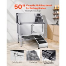 VEVOR Hundepflegewanne Hundewaschstation Edelstahl rechte Tür 1270x580x1495mm