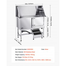 VEVOR Hundepflegewanne Hundewaschstation Edelstahl rechte Tür 1270x580x1495mm