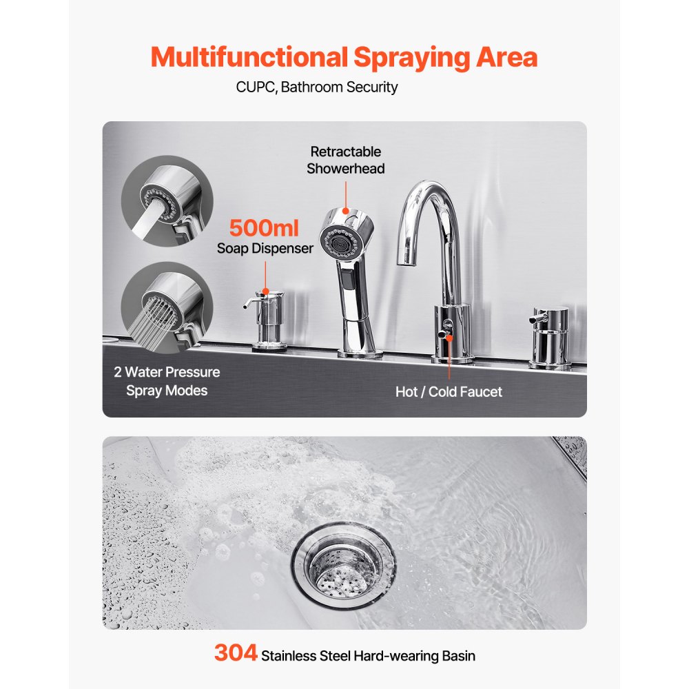 VEVOR 304 Edelstahl-Hundewaschstation, 154,9 cm große Pflegebadewanne mit rutschfester, flacher Rampe, Schublade, Warm- und Kaltwasserhahn, All-in-One-Badewanne für Pflegesalons, für alle Größen geeignet (rechte Tür)