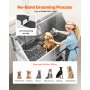 VEVOR Hundewaschstation Edelstahl, 1500x700x1495 mm Tierpflegewanne mit Treppe, PE-Wasserfilterplatte, Wasserhahn, Duschkopf & Seifenhalter, für große, mittelgroße & kleine Haustiere (rechte Tür)