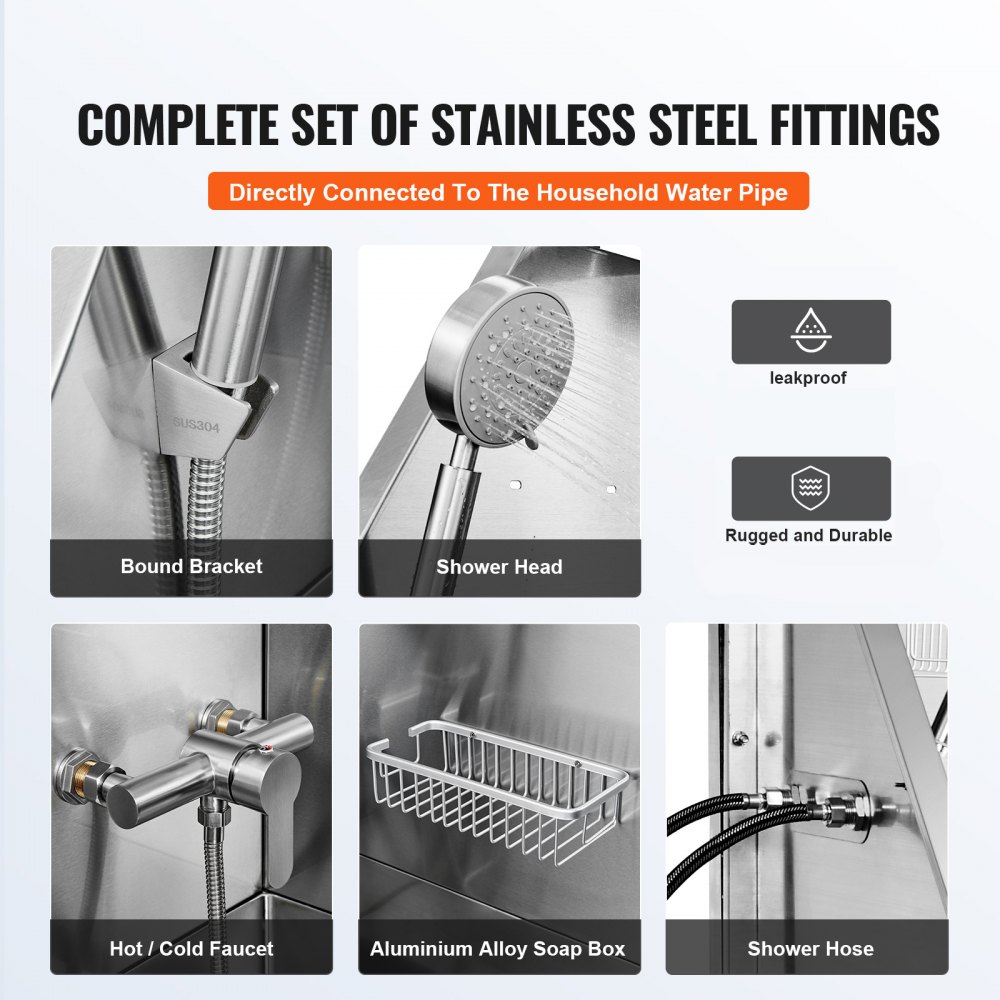 VEVOR Professionelle Hundepflegewanne 1574,8mm Edelstahl Tierbadewanne Hundewaschstation 200kg Hunden Pflege Hundewaschanlage Haustierpflegewanne mit einem gefalteten Design Hundedusche Waschwanne