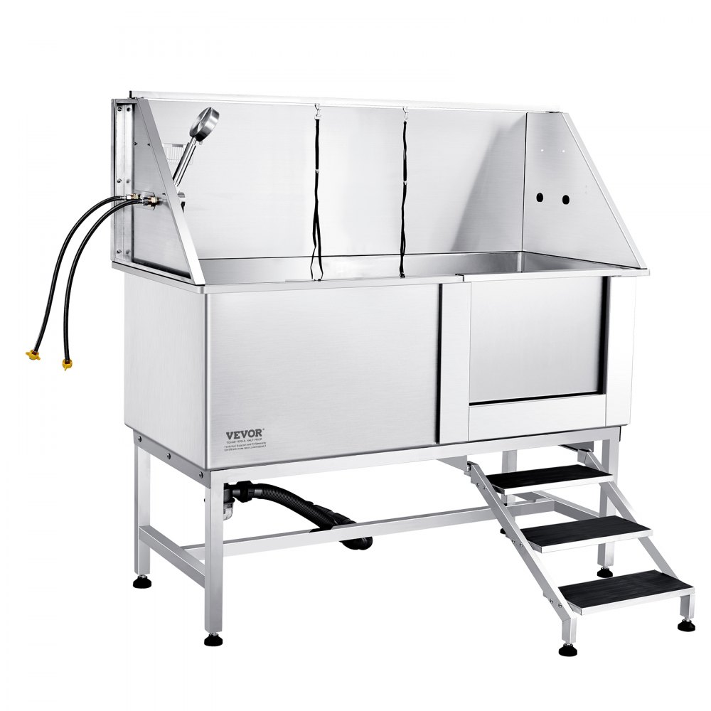 VEVOR Professionelle Hundepflegewanne 1574,8mm Edelstahl Tierbadewanne Hundewaschstation 200kg Hunden Pflege Hundewaschanlage Haustierpflegewanne mit einem gefalteten Design Hundedusche Waschwanne