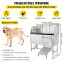 VEVOR Hundebadewanne Edelstahl 304 Haustierpflegewanne 150,4x70,3x147cm Badewanne Hunde max. Gewichtskapazität bis zu 300kg Waschbecken Rechts Tür Ideal für Tierklinik Haustiere-Schönheitssalon