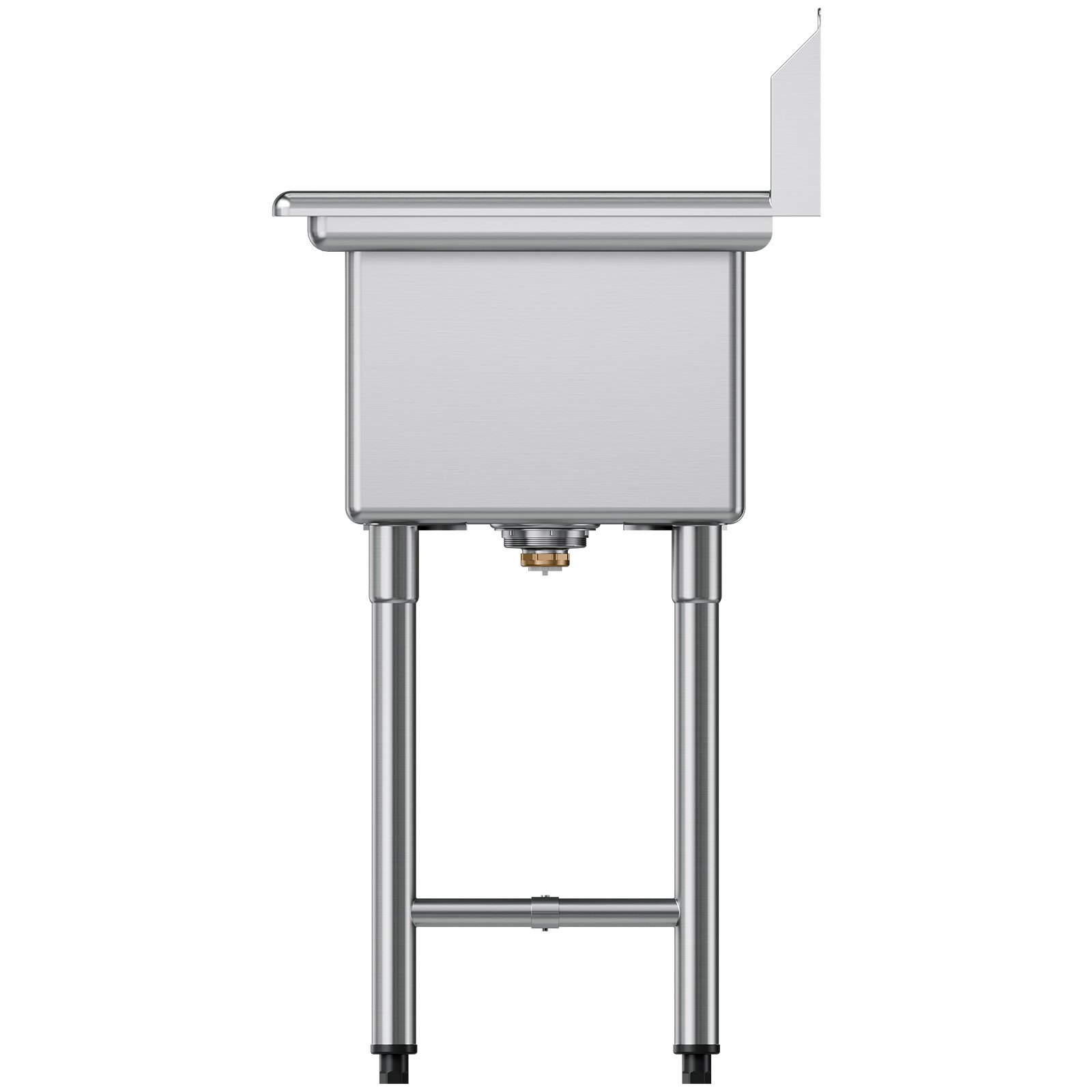 VEVOR 3 Compartment Sink, 18-Gauge 304 Stainless Steel, 356x400x279 mm Bowl Size, 3 Bay Commercial Kitchen Prep & Utility Sink with 2 Drainboards and Backsplash for Restaurant, Food Truck & Home Use