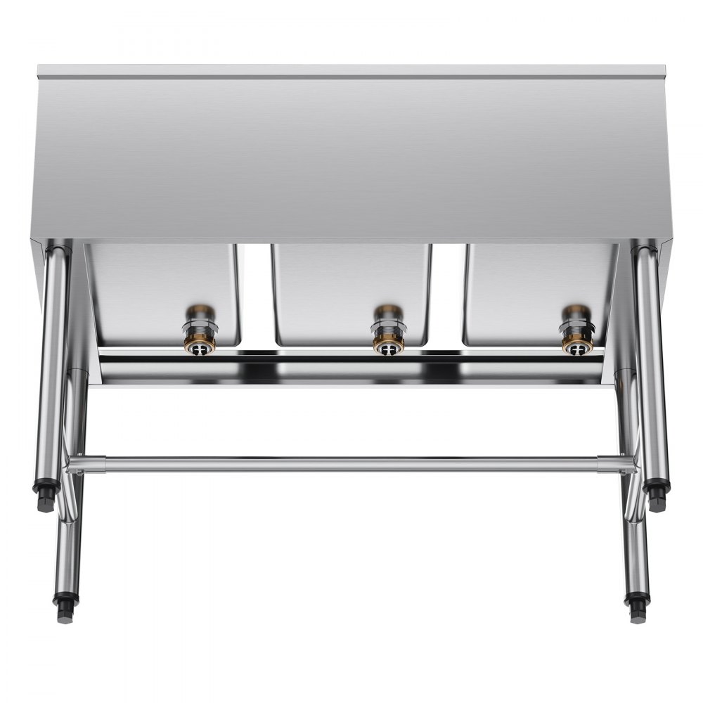 VEVOR Spülbecken mit 3 Becken & Spritzschutz & Effizientem Abfluss, Küchenspüle (978 x 470 x 838 mm), Küchenspüle für Restaurants Imbisswagen Privaten Gebrauch, Edelstahlspüle