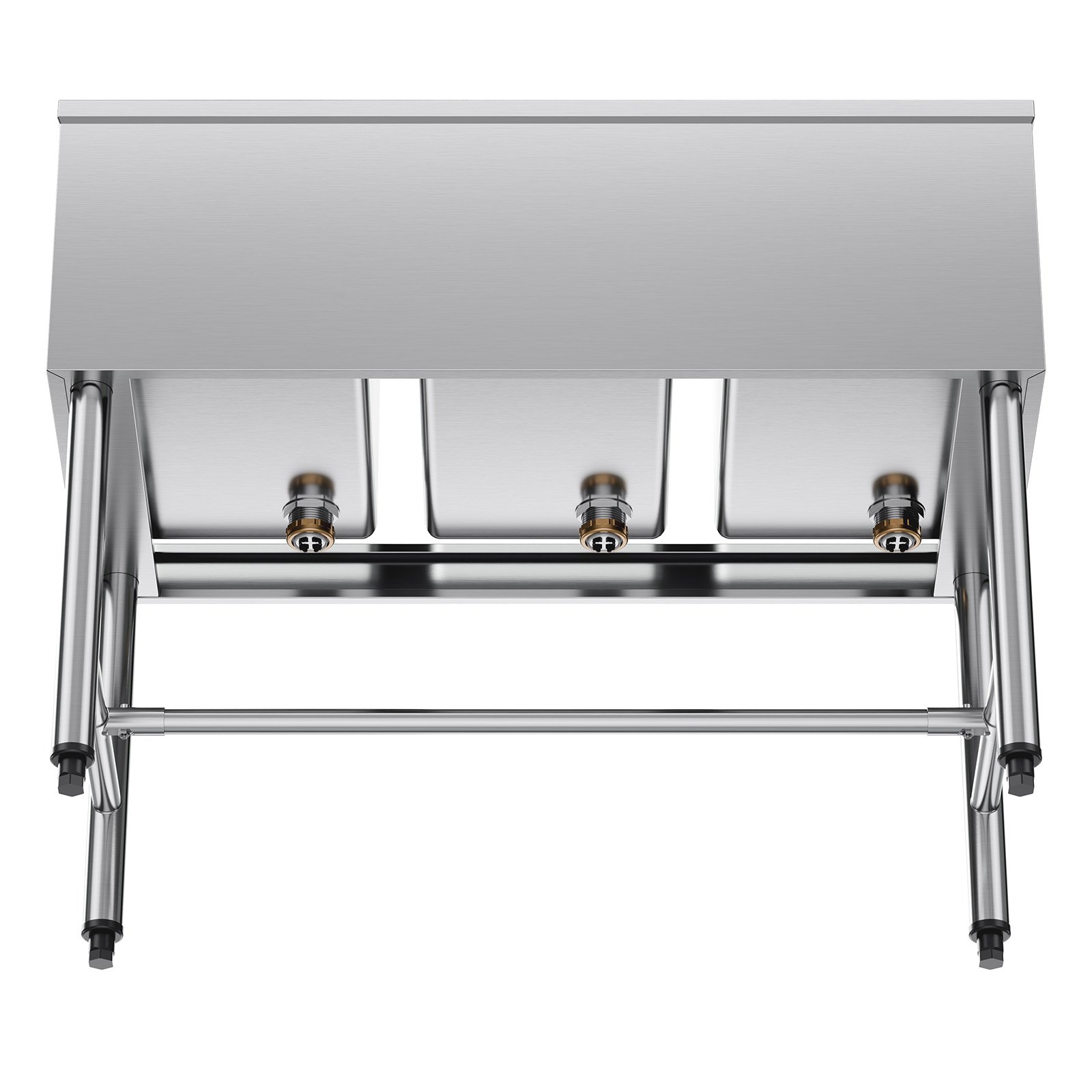 VEVOR Spülbecken mit 3 Becken & Spritzschutz & Effizientem Abfluss, Küchenspüle (978 x 470 x 838 mm), Küchenspüle für Restaurants Imbisswagen Privaten Gebrauch, Edelstahlspüle